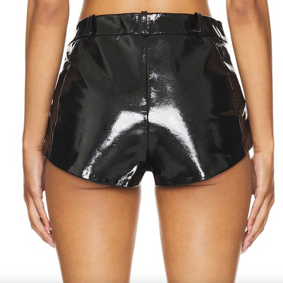 NEW LAMARQUE x REVOLVE Annaise Hot Short Black Patent Leather Micro Mini Booty S - Picture 4 of 4